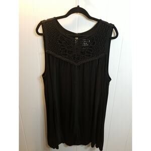 Torrid Super Soft Knits Women's Black Crochet Sleeveless Blouse Size 4‎